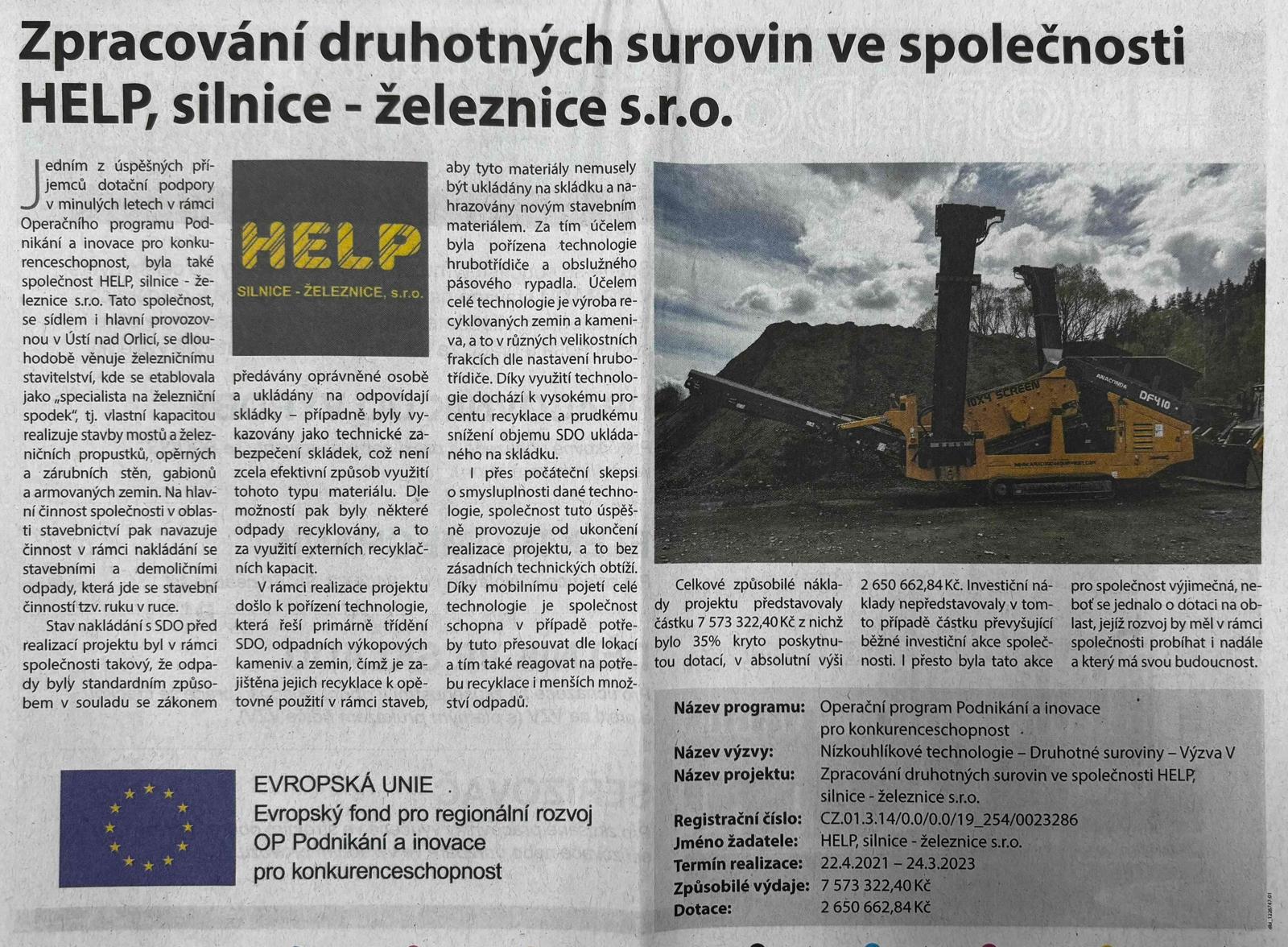 Foto článku v novinách
